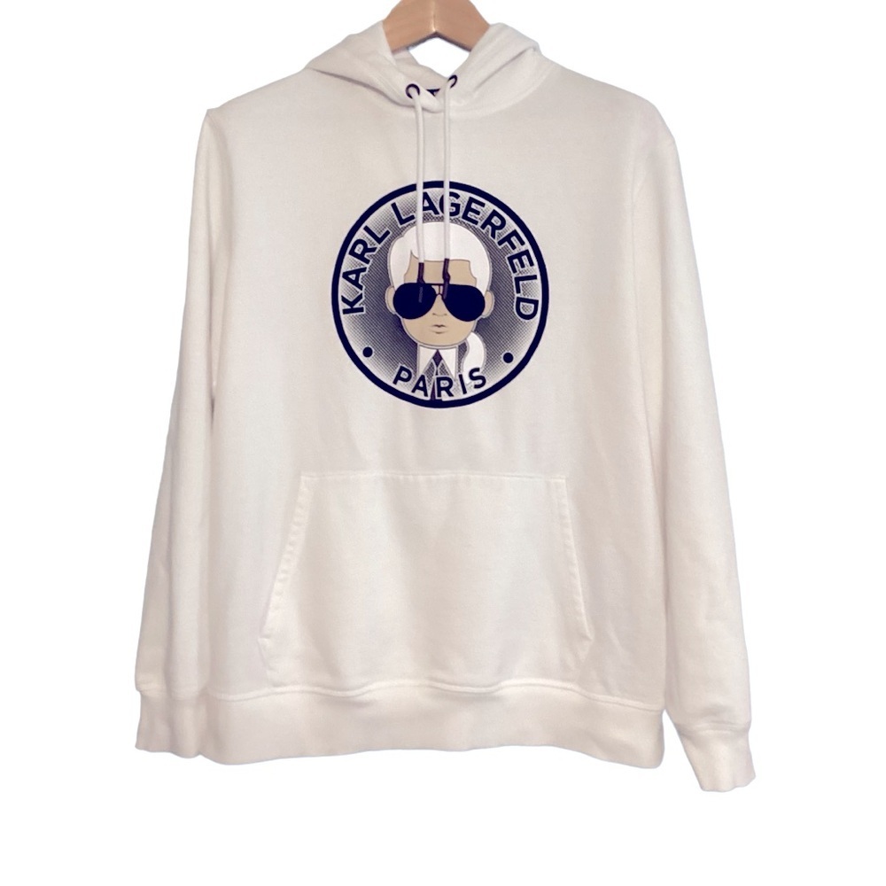 Karl Lagerfeld Paris Karltoon White Pullover Hoodie Sweater size L